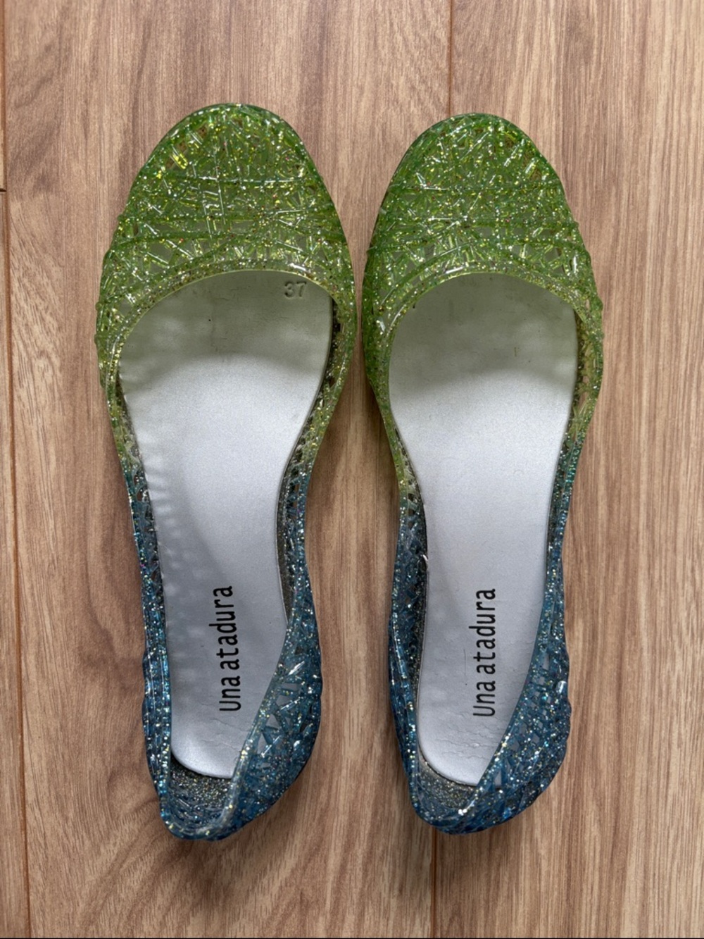 Glitter Ombre Flat - Green to Blue